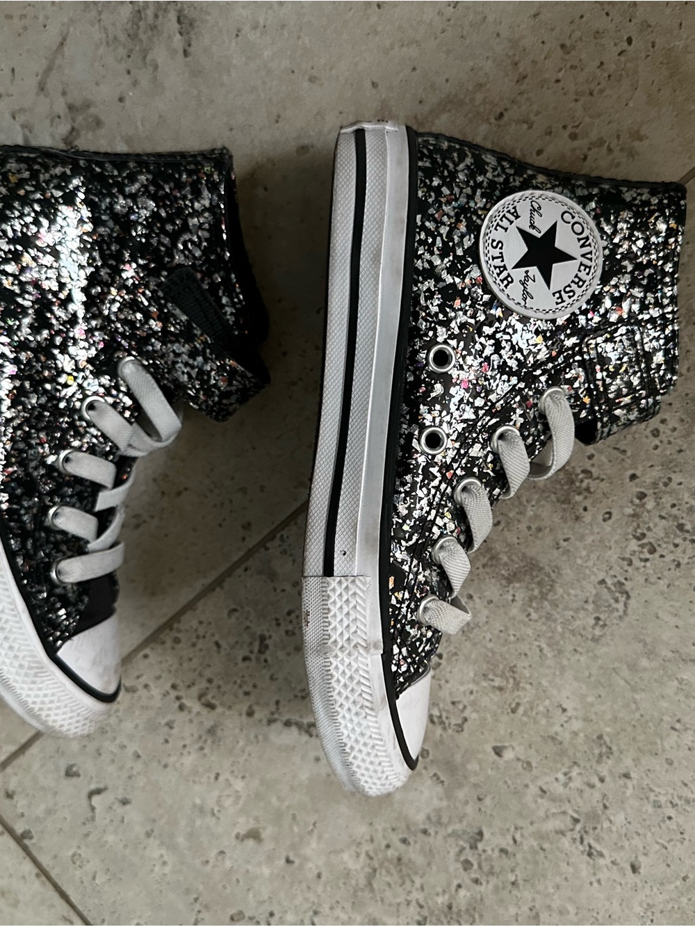 Converse Kids Black Multi-Glitter High Top Sneakers
